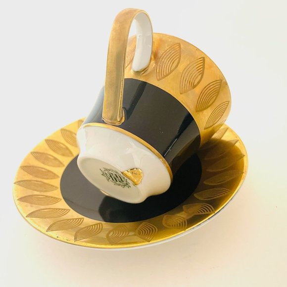 Echt Weimar Kobalt Gold Porzellan Teacup Saucer Made In German Democratic Republ - Picture 5 of 9